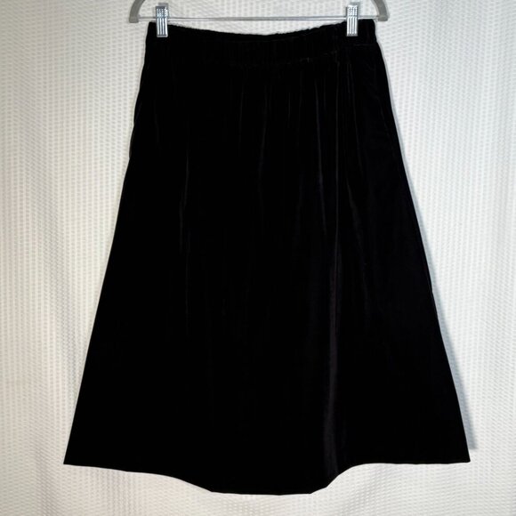 Vintage 90s Classic L Black Velvet Pullon Midi Skirt Goth Graveyard Ren Faire - Picture 2 of 7